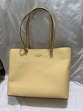 kate spade Pale Yellow Leather Tote with Dual Shoulder Straps